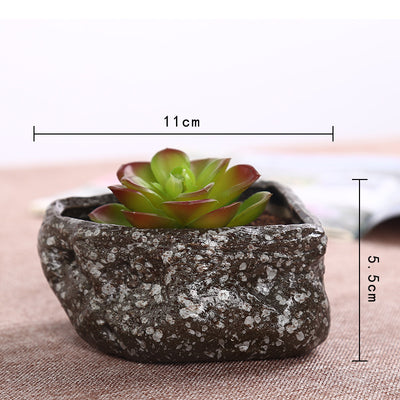 Maceta de Cerámica Artesanal para Suculentas - Diseño Piedra Mini - Image 3