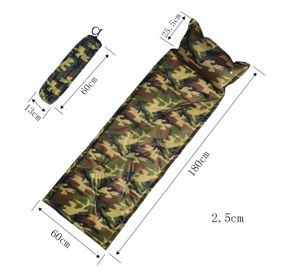 Cojín Inflable Automático Camuflado con Almohada para Camping