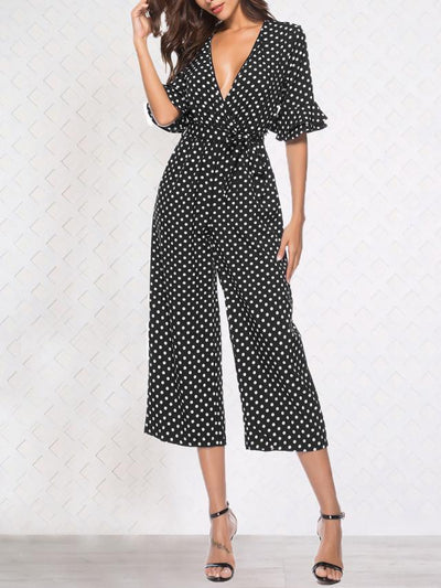 Jumpsuit Elegante con Estampado de Lunares y Manga 3/4 - Image 3