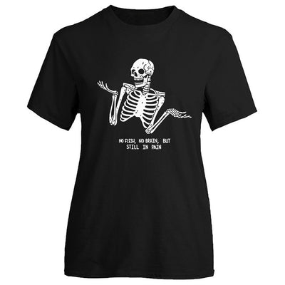 Playera Calavera y Rosa Manga Corta Cuello Redondo Verano - Image 8