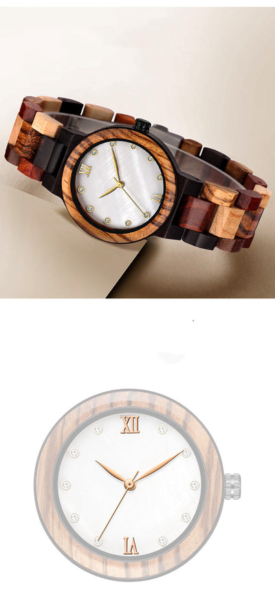 Reloj de Dama con Carcasa de Perla y Madera Natural - Image 10