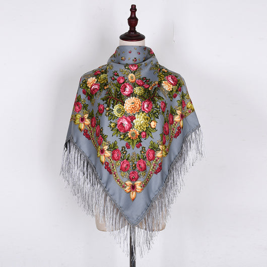 Pashmina Étnica con Flores Bordadas y Borlas - Image 11