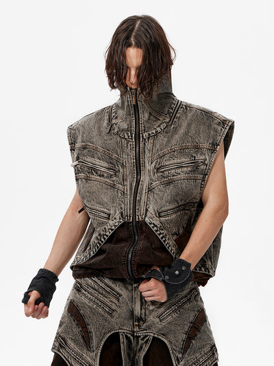 Chaleco Denim Combinado con Cierre para Hombre - Ideal para Verano - Image 13