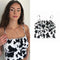 Top Corto Ajustado con Diseño de Pliegue en Pecho y Estampado Vaca