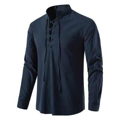 Camisa Cuello Mao Manga Larga Algodón y Lino - Image 23
