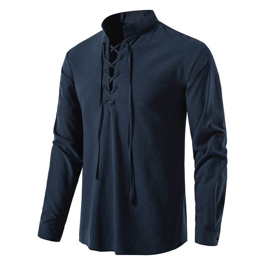Camisa Cuello Mao Manga Larga Algodón y Lino - Image 23