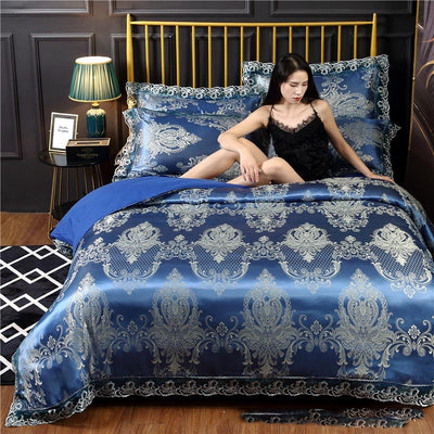 Juego de Cama Jacquard Satén Seda con Encaje - 4 Piezas - Image 38