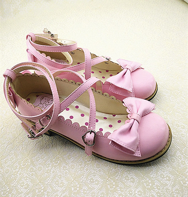 Zapatos de Princesa para Niña con Moño y Tira Cruzada