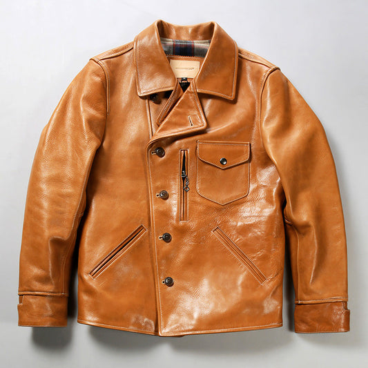 Chaqueta de Cuero para Hombre Solapa Clásica Gamuza Encerada - Image 2