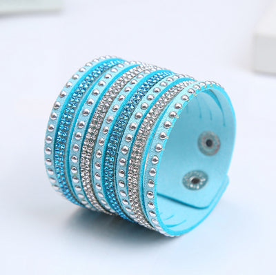 Pulsera de Cuero Flanela con Diamantes Brillantes - Image 8