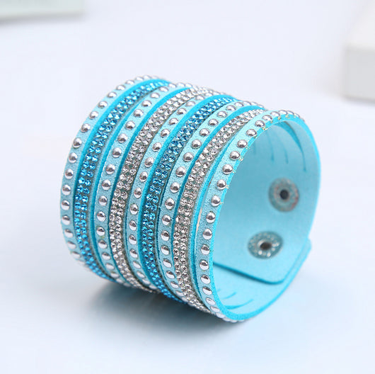Pulsera de Cuero Flanela con Diamantes Brillantes - Image 8