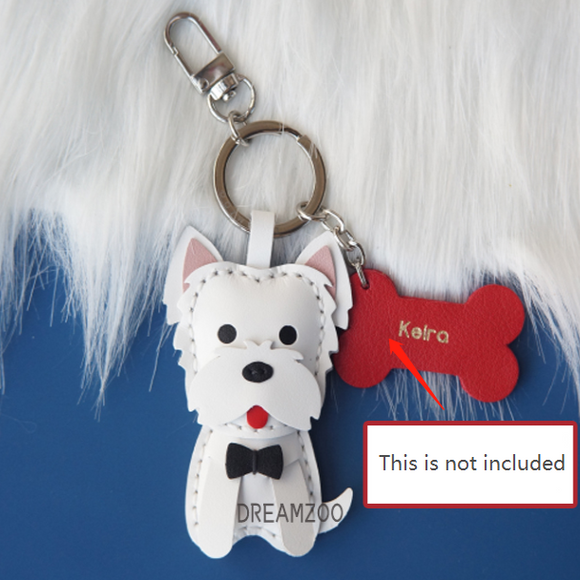 Llavero West Highland White Terrier en Cuero - Accesorio Zodíaco para Bolso