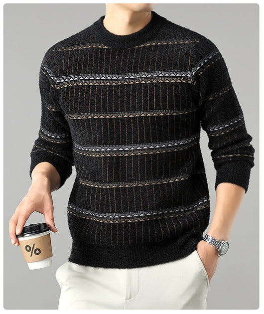 Suéter Grueso de Cuello Redondo para Hombre con Forro Polar y Textura de Visón Sintético - Image 22