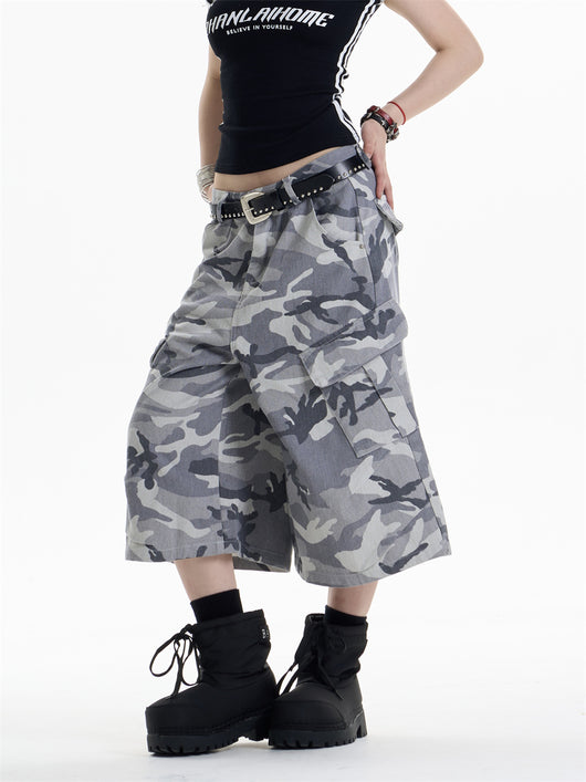 Pantalones Cargo Anchos Estilo Camuflaje Retro para Mujer - Image 2