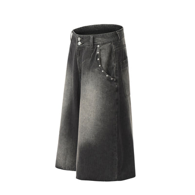 Shorts de Mezclilla Suelta con Detalles de Pintura Contrast para Hombre - Image 11