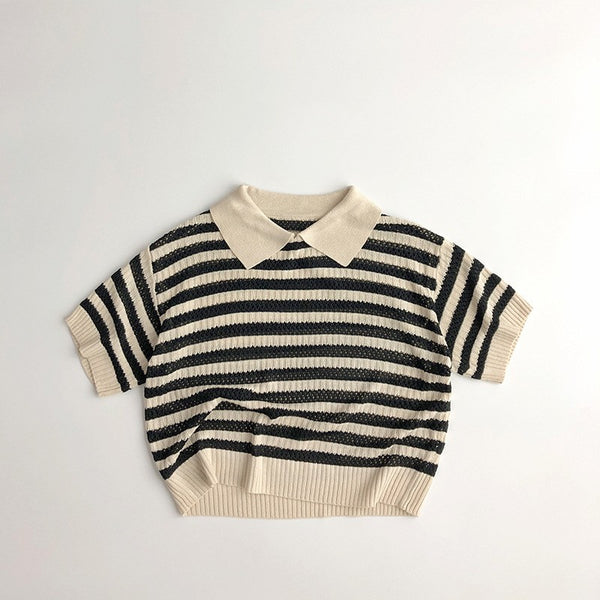 Playera Infantil Estilo Occidental a Rayas Manga Corta