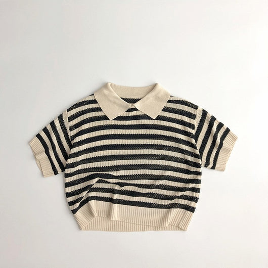 Playera Infantil Estilo Occidental a Rayas Manga Corta - Image 2