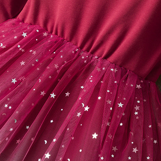 Vestido Princesa Manga Larga con Malla Degradado Cielo Estrellado - Image 12