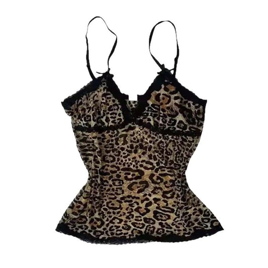 Minivestido de Encaje Estampado Leopardo Sexy para Mujer