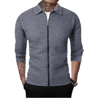 Cardigan Tipo Waffle con Solapa para Hombre - Casual y Versátil - Image 5