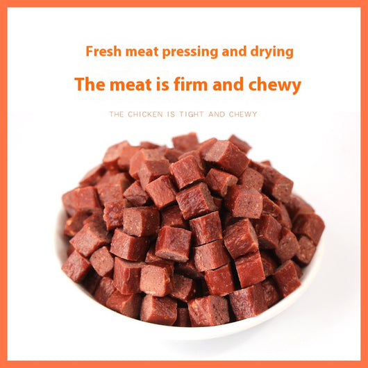 Three varieties of dog treats: dried beef cubes, seaweed beef dices, and chicken cubes, for training and rewards. - Image 3