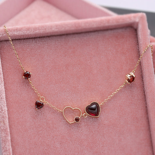 Pulsera Corazón Granate Rojo para Mujer