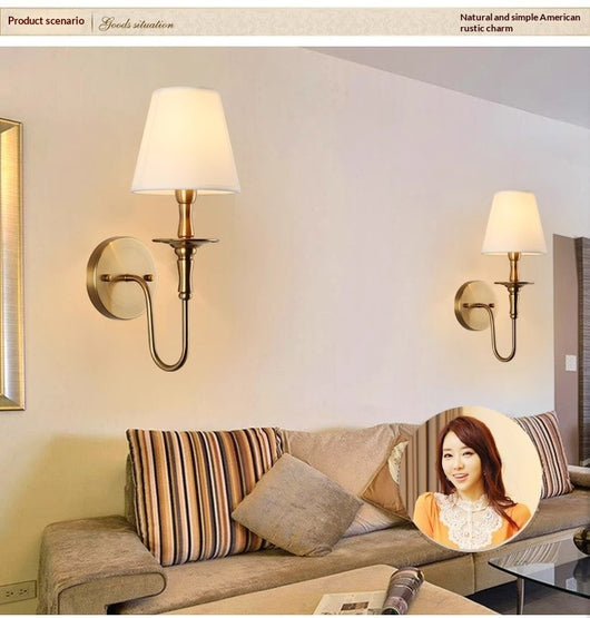 Aplique de Pared Doble Cabezal Estilo Antiguo Cobre Europeo para Dormitorio - Image 17