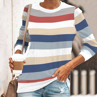 Camiseta Manga Larga Casual con Rayas - Cuello Redondo Impresión 3D - Image 4