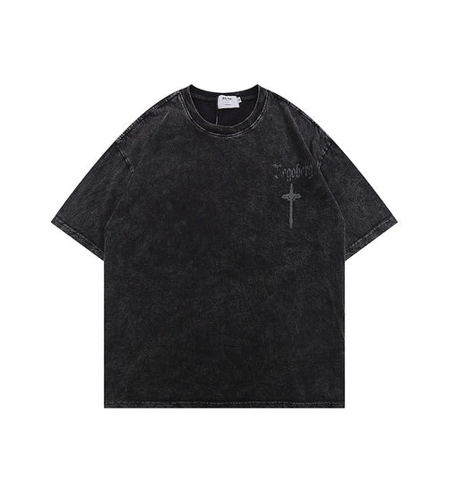 Camiseta Hip Hop Vintage Desgastada Lavada para Hombre - Image 3