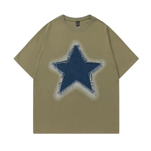 Camiseta Retro Americana con Parches de Estrellas - Unisex - Image 10
