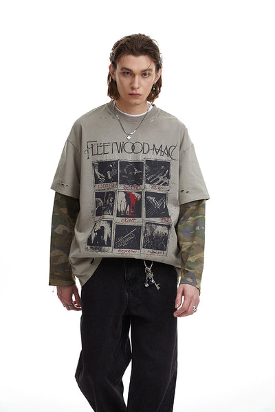 Playera Larga Camuflaje Retro con Efecto Dos Piezas - Image 13