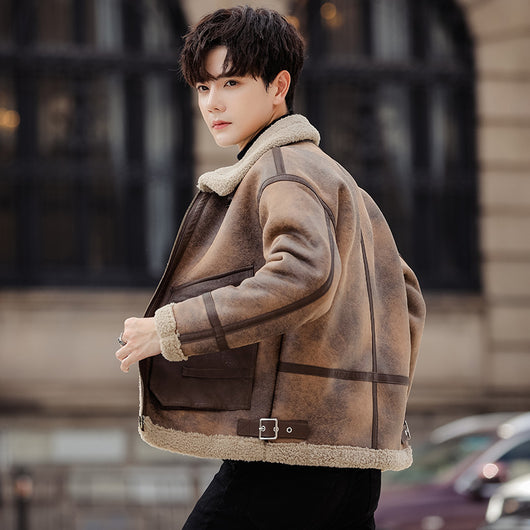 Abrigo Casual de Cuero y Pelaje para Hombre - Image 3