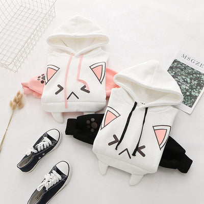 Sudadera Universitaria Gato Cartoon con Capucha y Forro de Terciopelo - Image 29