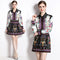 Conjunto Elegante Falda Estampada con Blusa Casual
