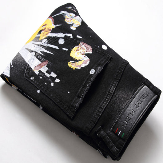 Pantalones Denim Slim Fit con Diseño de Personalidad para Discoteca - Image 37