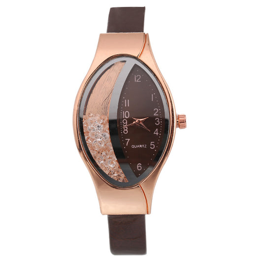 Reloj de Mujer Forma Ojo Cuarzo con Correa Quicksand y Perlas Giratorias - Image 18