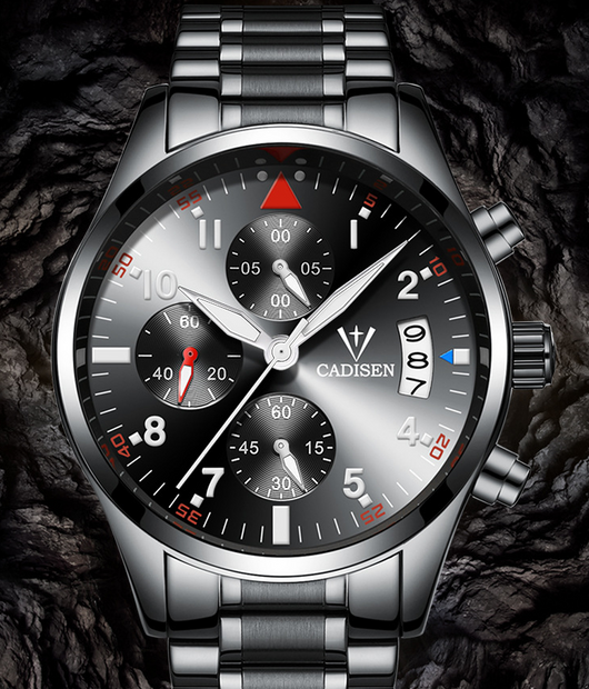 Reloj Multifuncional de Acero Inoxidable con Cuarzo