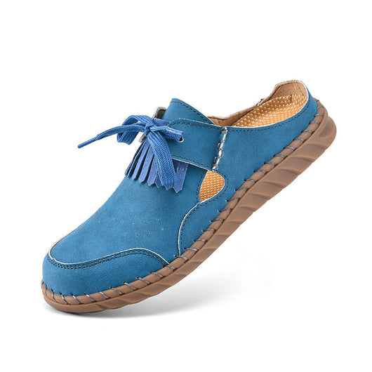 Pantuflas Cerradas de Encaje Artesanales para Mujer con Costura Retro - Image 8