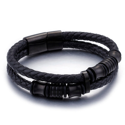 Pulsera de Cuero para Hombre Acero Inoxidable Dorado con Cierre Magnético - Image 4