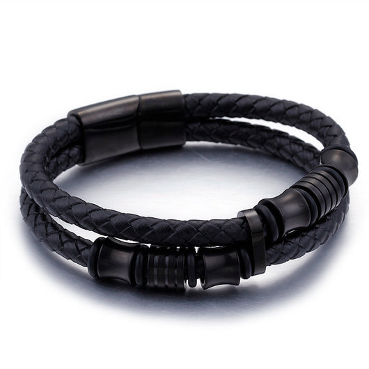 Pulsera de Cuero para Hombre Acero Inoxidable Dorado con Cierre Magnético - Image 4