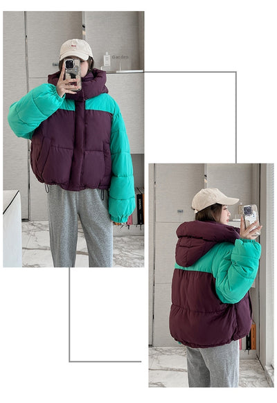 Chaqueta Corta de Algodón con Parches Contrastantes Gruesos para Mujer - Image 36
