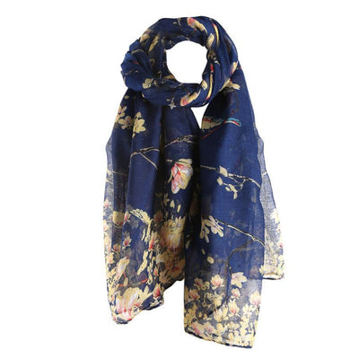 Pañuelo Estampado con Diseño de Ramas y Pájaros - Image 7
