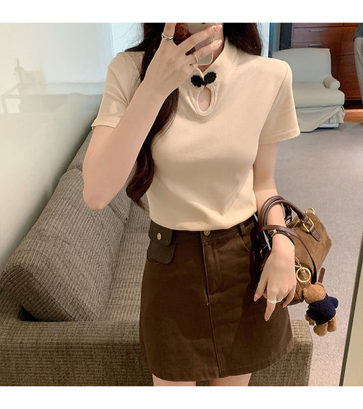 Camiseta de Estilo Chino con Botones de Rana - Manga Corta Verano - Image 26
