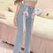 Women's Fashion High-Waisted Skinny Lace-Up Jeans