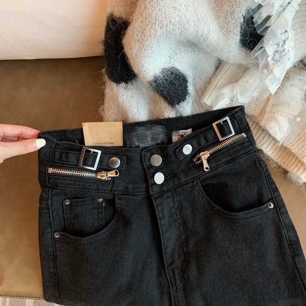 Pantalones Térmicos Ajustados de Cintura Alta con Cierre