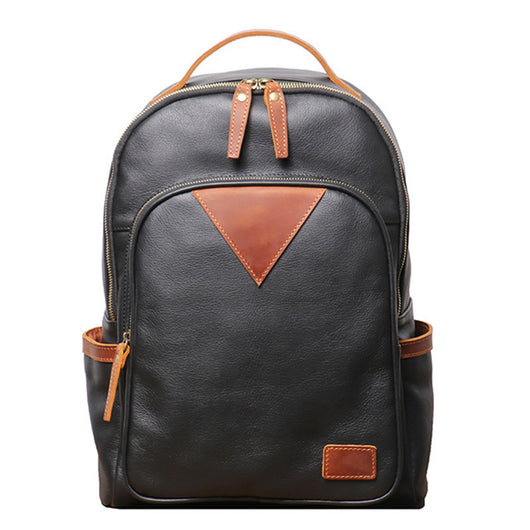 Mochila Cuero Retro Británica con Contraste de Colores - Image 3
