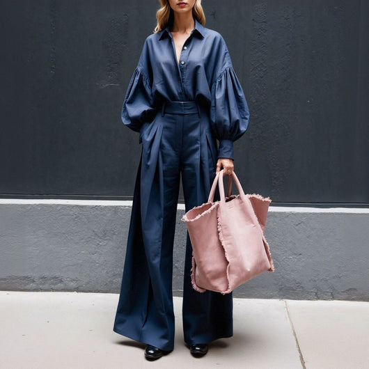 Conjunto de Dos Piezas: Camisa Manga Larga y Pantalón Ancho en Algodón y Lino - Image 10