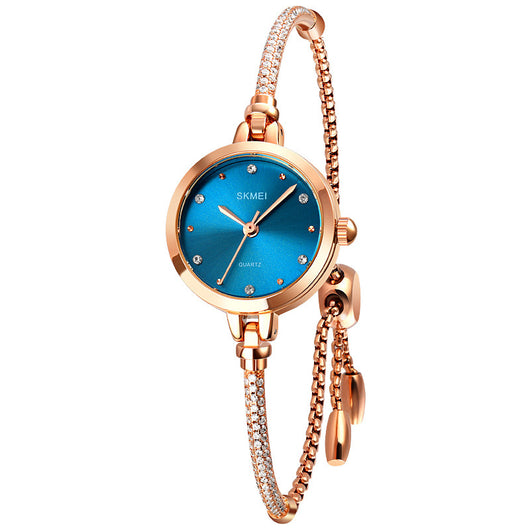 Reloj Pulsera Cuarzo para Mujer Diseño Malla Oro Rosado Verde Tendencia - Image 7