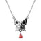Collar Gótico Plata 925 Baño Oro Negro con Calavera y Mariposa - Estilo Punk Retro