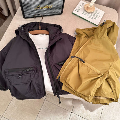 Chaqueta Impermeable Niño Color Sólido con Capucha - Image 2